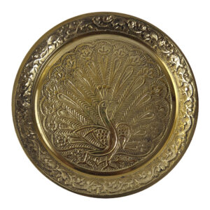 Brass Mukali Plain Peacock Design 15cm Plate